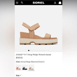 Sorrel Joanie IV Y Strap Wedge Tan Leather Sandals US 7